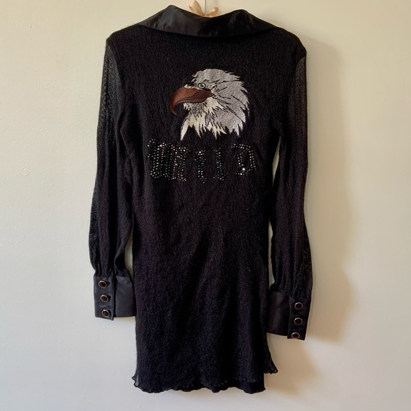 Cinema Donna vintage dress with Eagle embroidery and wild written in gemstones - Picture 7 of 7